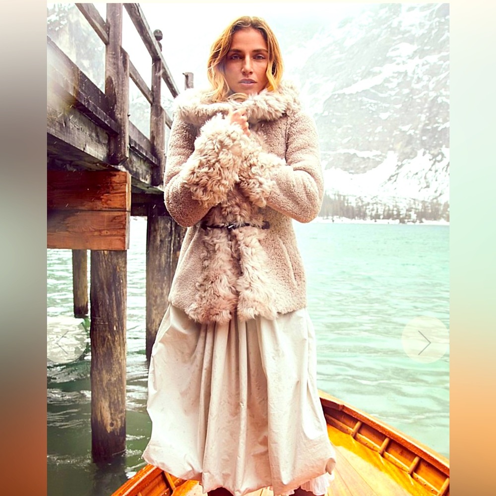 Reversible genuine sheepskin coat